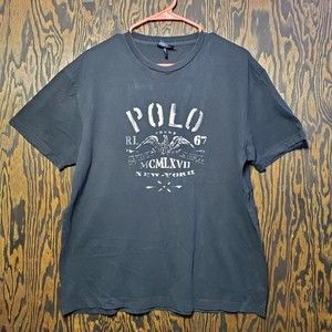 Polo Ralph Lauren New York Graphic Shirt Size Medium Retro Black Short Sleeve
